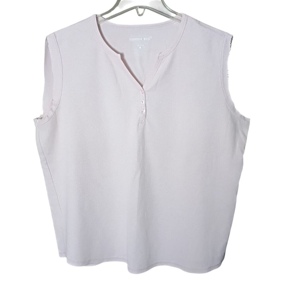 VTG Fashion Bug 18/ 20 2x Pink Waffle Knit Cutoff Sleeveless Top y2k 90's grunge